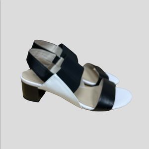 Monochrome Leather Block Heels